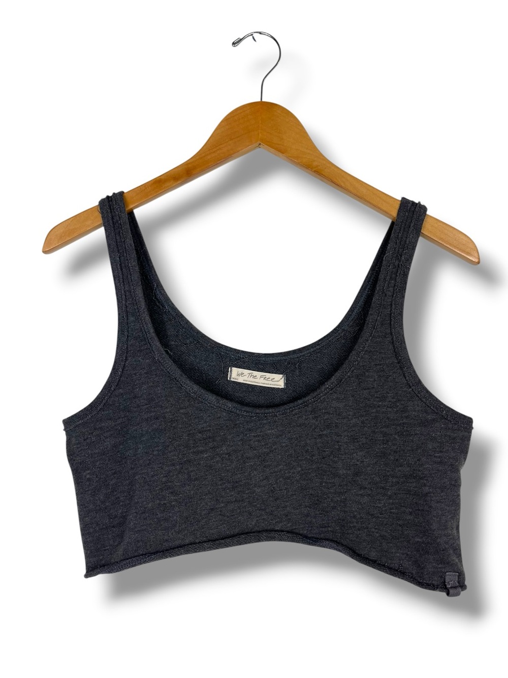 We The Free Free People Cropped Tank Grey Raw Edges Balletcore Small slouchy